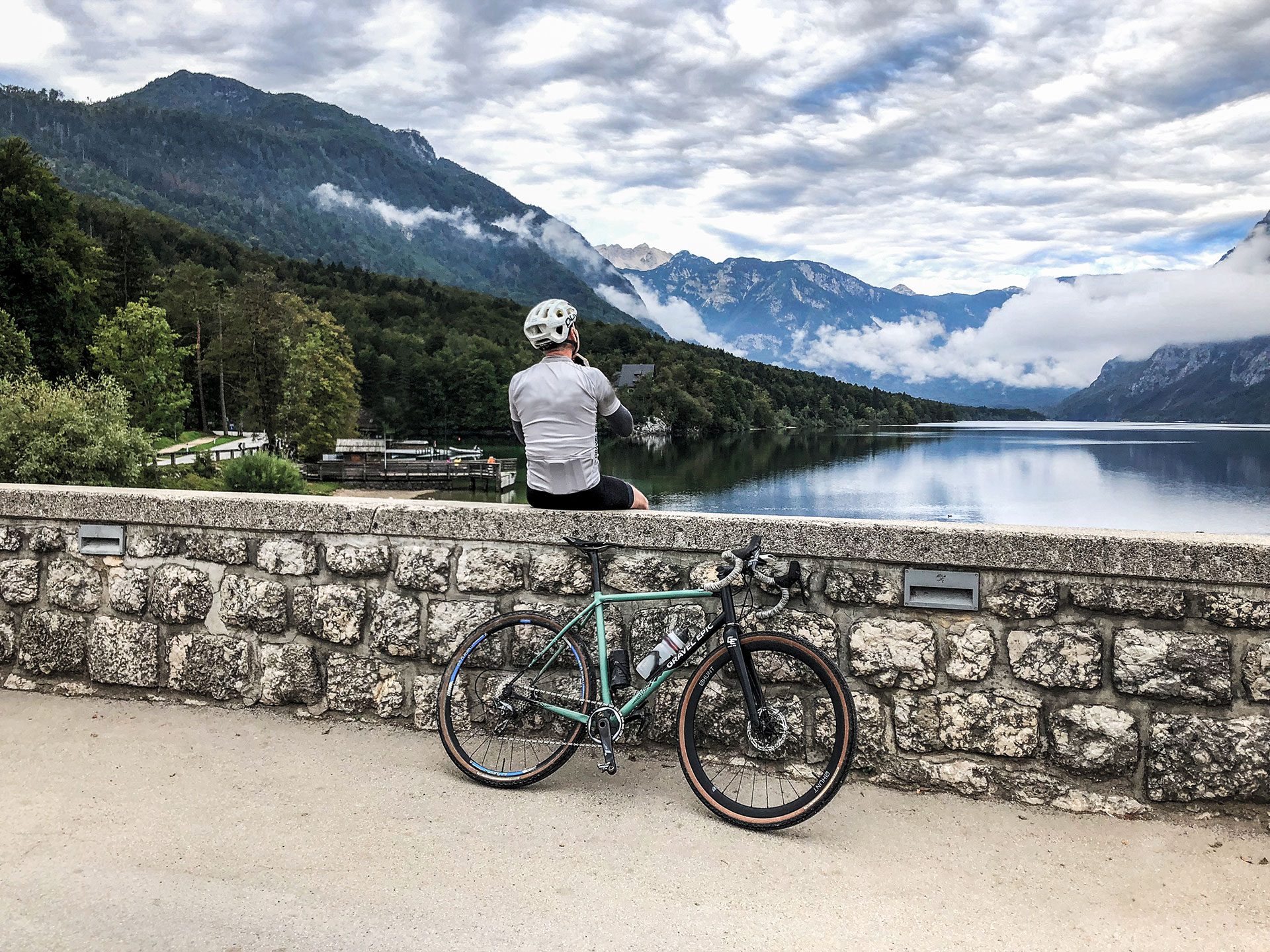 bohinka bohinj lake cyclist